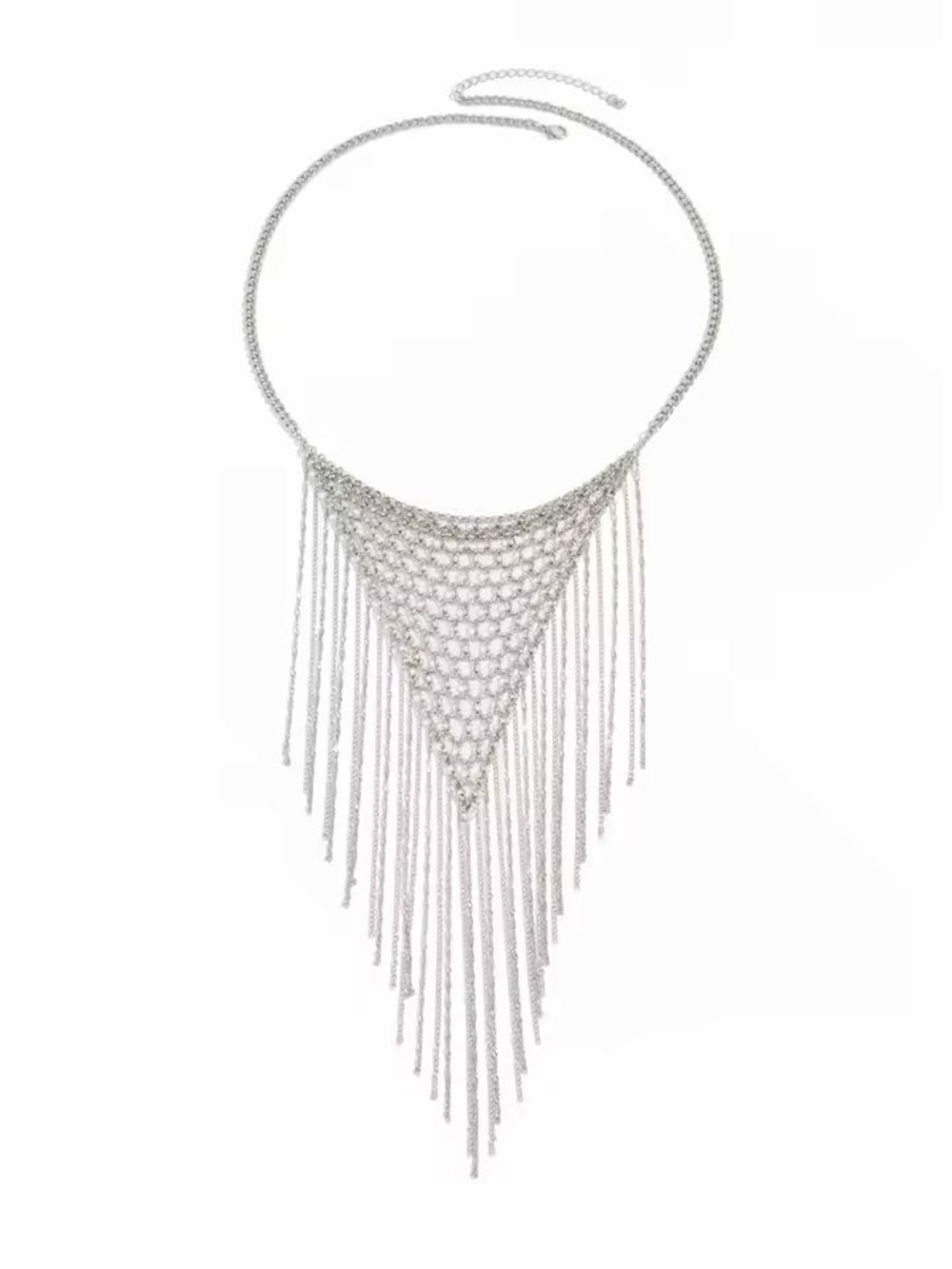 Silver Cascading Fringe Necklace - Picture 6 of 6